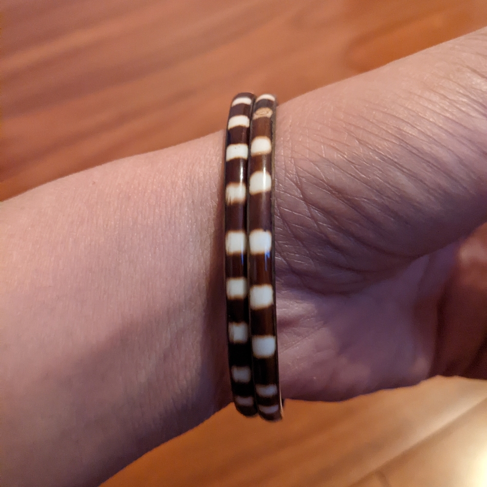 Tortoise stripe enamel bracelets bangles bundle